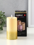 Светодиодная свеча LED RISALUX «Блёстки», ночник, 3×AAA, золото, 7.5×7.5×15 см - Фото 4