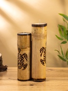 Свеча в бамбуке тройная «Экзотика», 13×15×30 см, 100 мл, бежевая - фото 809305417