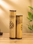 Свеча в бамбуке тройная «Руны», 13×14×30 см, 100 мл, бежевая - фото 809305423