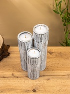 Свеча в бамбуке тройная, 15×13×30 см, 100 мл, серая - фото 809305430