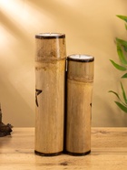 Свеча в бамбуке двойная «Звезда», 13×14×30 см, 100 мл, бежевая - фото 809305435