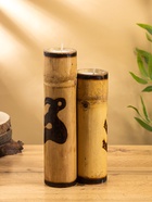 Свеча в бамбуке тройная «Птица», 14×14×30 см, 100 мл, бежевая - фото 809305441