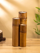 Свеча в бамбуке тройная, 14×15×30 см, 100 мл, бежевая - фото 809305446