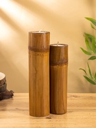 Свеча в бамбуке тройная, 14×15×30 см, 100 мл, бежевая - фото 809305447