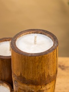 Свеча в бамбуке тройная, 14×15×30 см, 100 мл, бежевая - фото 809305449