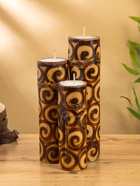 Свеча в бамбуке тройная, 14×13×30 см, 100 мл, коричневая - фото 809305451