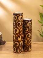 Свеча в бамбуке тройная, 14×13×30 см, 100 мл, коричневая - фото 809305453