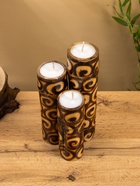 Свеча в бамбуке тройная, 14×13×30 см, 100 мл, коричневая - фото 809305454