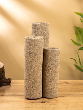 Свеча в бамбуке тройная, 15×15×30 см, 100 мл, песочная