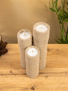 Свеча в бамбуке тройная, 15×15×30 см, 100 мл, песочная - фото 809305460