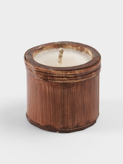 Свеча в бамбуке, 7×7×6 см, 100 мл, бежевая