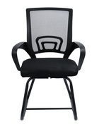 Стул офисный для посетителя, с подлокотниками, на полозьях, сетка, цвет чёрный - Фото 3