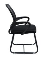 Стул офисный для посетителя, с подлокотниками, на полозьях, сетка, цвет чёрный - Фото 4