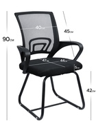 Стул офисный для посетителя, с подлокотниками, на полозьях, сетка, цвет чёрный - Фото 2