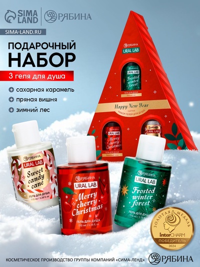 Гель для душа «Счастливого Нового года!», 3 шт.×100 мл, URAL LAB