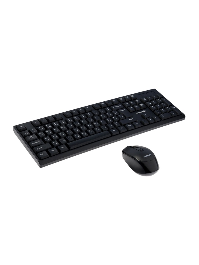 Комплект клавиатура и мышь WELLMADE KM02, беспроводной, 1200 dpi, 300 мАч, АА 1, чёрный - Фото 1