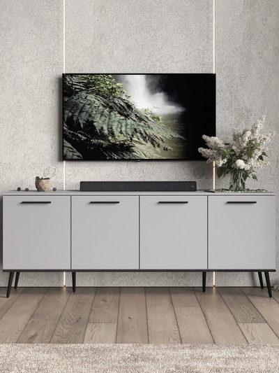 Тумба под ТВ «Монти», 2010×450×780 мм, цвет шиншилла серая