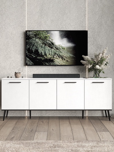 Тумба под ТВ «Монти», 2010×450×780 мм, цвет белый текстурный