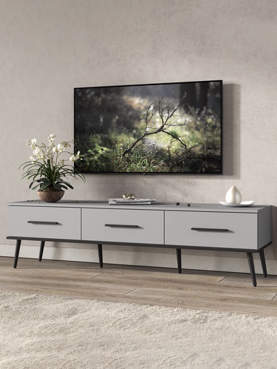 Тумба под ТВ «Мишель», 1652×450×440 мм, цвет шиншилла серая