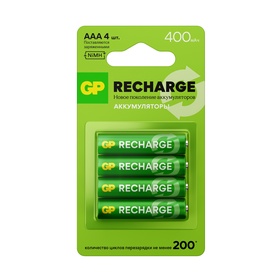 Аккумулятор GP, Ni-Mh, AAA, HR03-2BL, 1.2 В, 400 мАч, блистер, 4 шт.