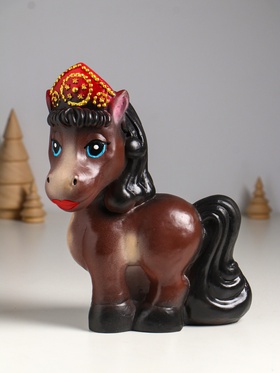 Копилка для денег «Лошадь в кокошнике», гипс, 23×17.5×10 см, коричневый