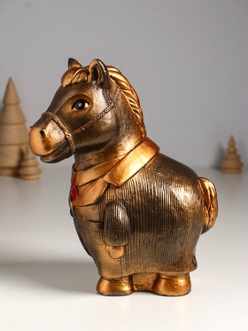 Копилка для денег «Конь в пальто», гипс, 22.5×18×13 см, бронза