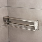 УЦЕНКА Полка выдвижная с держателем полотенец, 4 крючка 58.5×12(35)х14.5 см - Фото 2