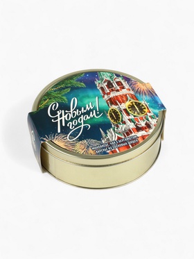 Подарочный набор новогодний в железной банке «С Новым годом»: монпансье 100 г, чай чёрный 50 г, варенье 30 г, открытка Подарочный набор новогодний в железной банке «С Новым годом»: монпансье 100 г, чай чёрный 50 г, варенье 30 г, открытка