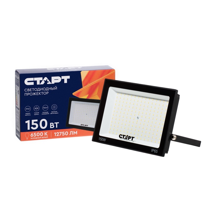 Прожектор светодиодный СТАРТ, 150 Вт, 12750 Лм, 6500К, IP65, чёрный - Фото 1