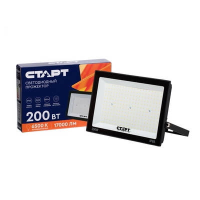 Прожектор светодиодный СТАРТ, 200 Вт, 17000 Лм, 6500К, IP65, чёрный