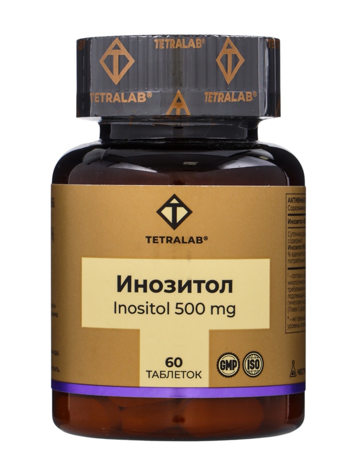 Инозитол TETRALAB, поддержка работы мозга, нервной системы и обмена веществ, 500 мг, 60 таблеток - Фото 1