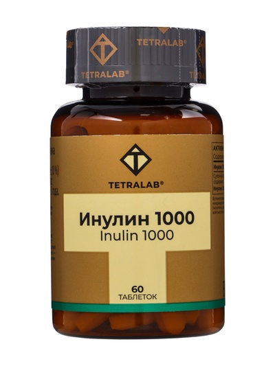 Пребиотик Инулин TETRALAB, улучшение работы кишечника и пищеварения, 1000 мг, 60 таблеток