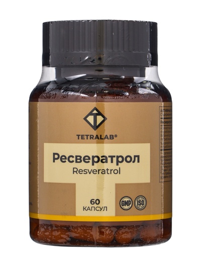 Ресвератрол TETRALAB, поддержка сердца и сосудов, антиоксидант, 150  мг, 60 капсул