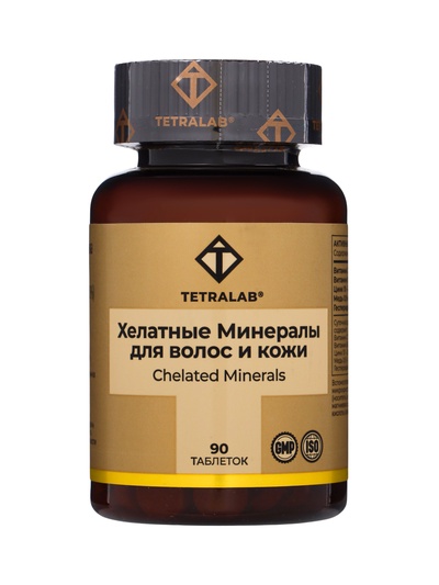 Хелатные минералы для волос и кожи TETRALAB, для здоровья волос, ногтей и кожи, 90 таблеток