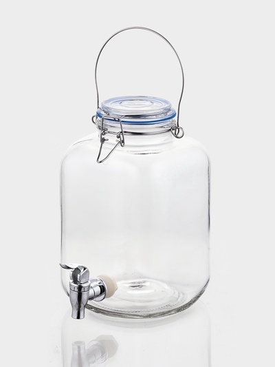 Диспенсер для напитков Magistro «Бугель», 3 л, 11.5×17 см, с краном и бугельным замком, стекло, прозрачный