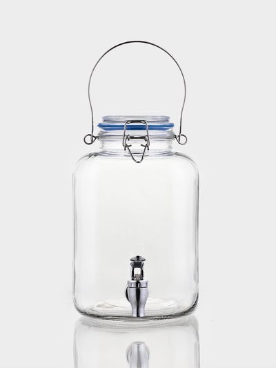 Диспенсер для напитков Magistro «Бугель», 3 л, 11.5×17 см, с краном и бугельным замком, стекло, прозрачный