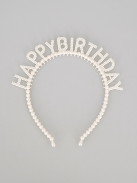 Ободок детский «Happy birthday» жемчужный