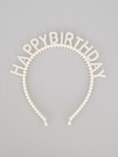 Ободок детский «Happy birthday» жемчужный