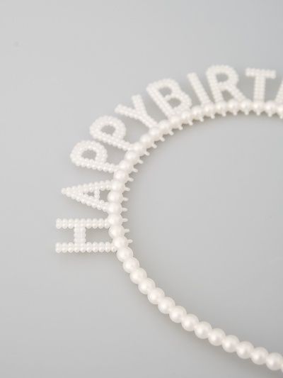 Ободок детский «Happy birthday» жемчужный