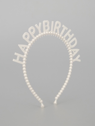 Ободок детский «Happy birthday» жемчужный