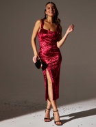 Платье миди женское бархатное MINAKU, размер 44, красное - Фото 3