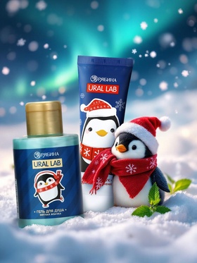 Новогодний подарочный набор косметики «Уютной зимы», гель для душа 110 мл и крем для рук 30 мл, URAL LAB