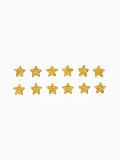 Звезды золото на клеевой основе 3 см (набор 12 шт.)