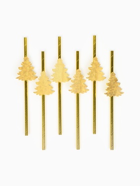 Трубочки для коктейля «Золотые елочки», набор 6 шт. (комплект 2 шт)