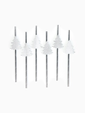 Трубочки для коктейля «Серебряная елочка», набор 6 шт. (комплект 2 шт)