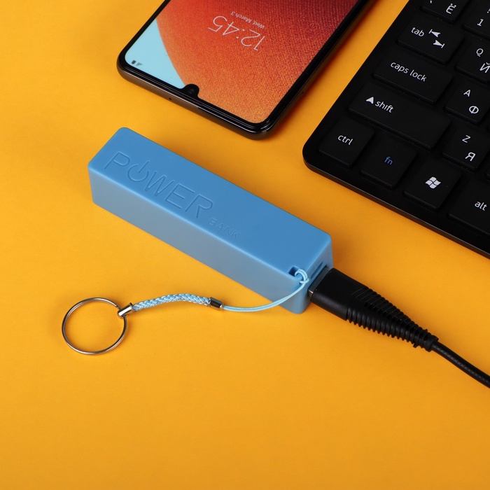 УЦЕНКА Внешний аккумулятор LuazON PB-03, 2200 мАч, USB, 1 А, крепление кольцо, синий - Фото 1