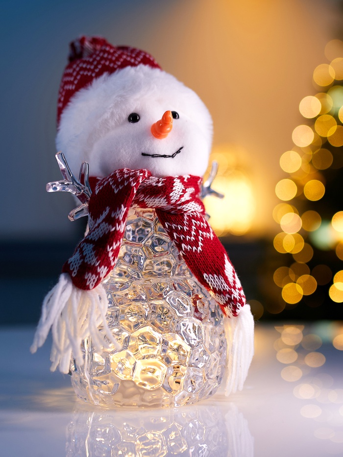 Светодиодная фигура «Снеговик в красном» 28 см, 1 LED, от батареек ААА×3, свечение тёплое белое - Фото 1