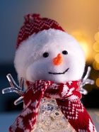 Светодиодная фигура «Снеговик в красном» 28 см, 1 LED, от батареек ААА×3, свечение тёплое белое - Фото 2