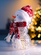 Светодиодная фигура «Снеговик в красном» 28 см, 1 LED, от батареек ААА×3, свечение тёплое белое - Фото 5