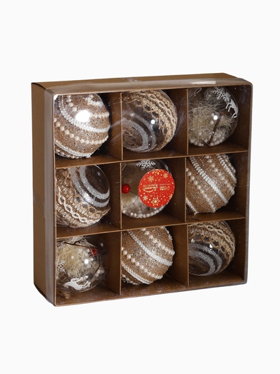 Набор новогодних шаров «Орсон», d=8 см, 9 шт. пластик, грация